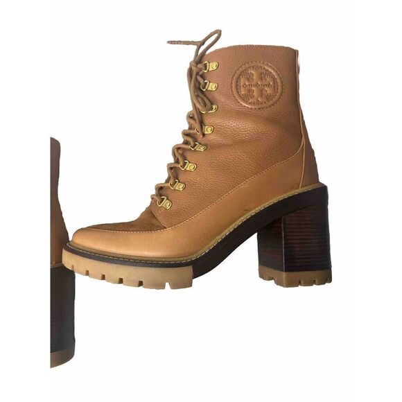 TORY BURCH  MILLER LUG SOLE BOOTIE 95MM in TOASTED CARAMEL  AUTHENTIC!  NWT - Picture 6 of 10